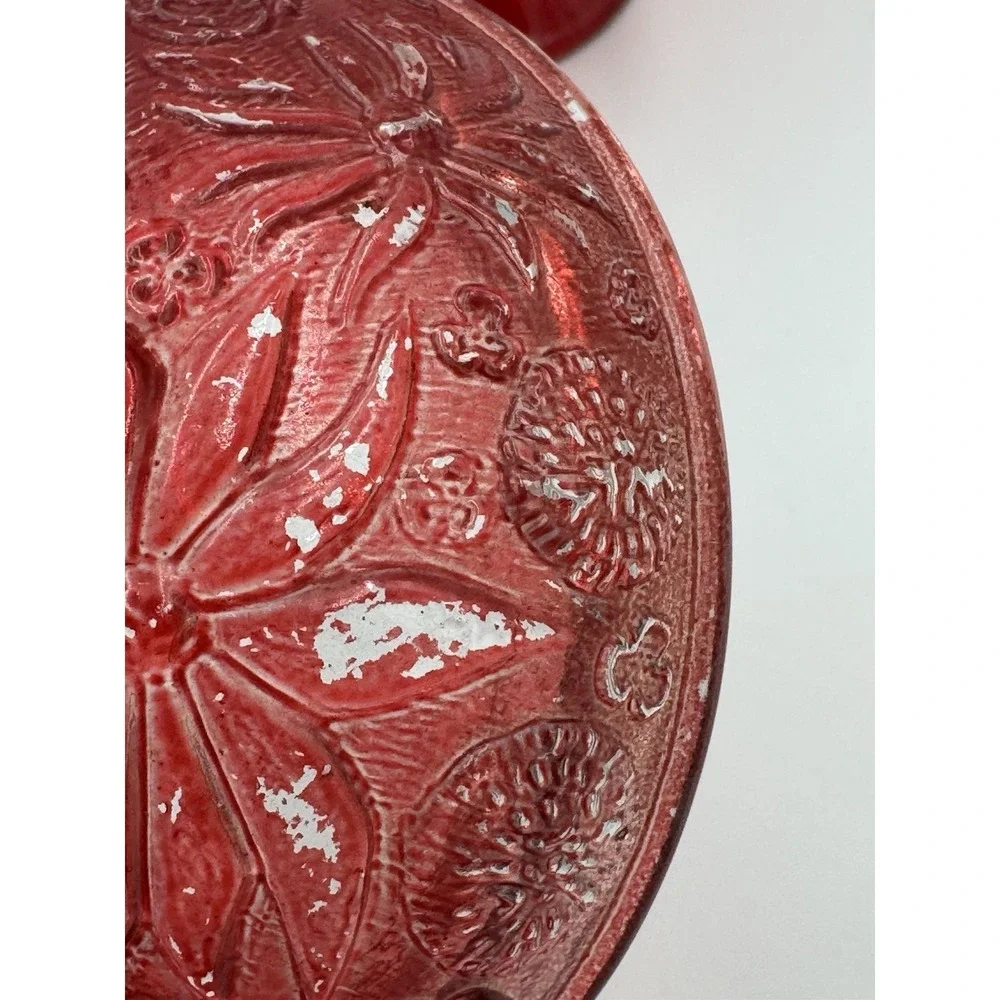 Vintage Avon Ruby Red Embossed Floral Candy Dish with Lid